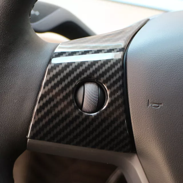Steering Wheel Panel Wrap Kit Cover for Tesla Model3/Model Y Decoration Black 3