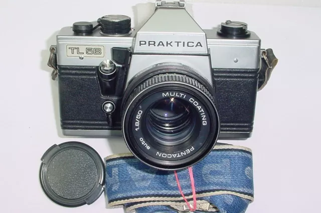 PRAKTICA TL 5B 35mm Film SLR Manual Camera with PENTACON 50/1.8 auto MC Lens
