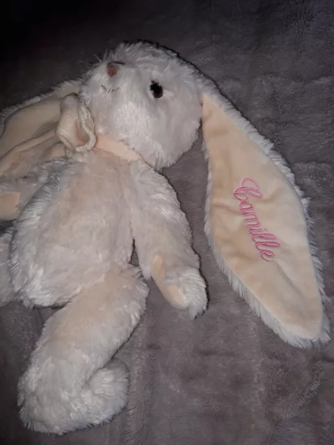 Peluche doudou lapin écru  longues oreilles 40cm Bukowski Ttbe brodé Camille 4