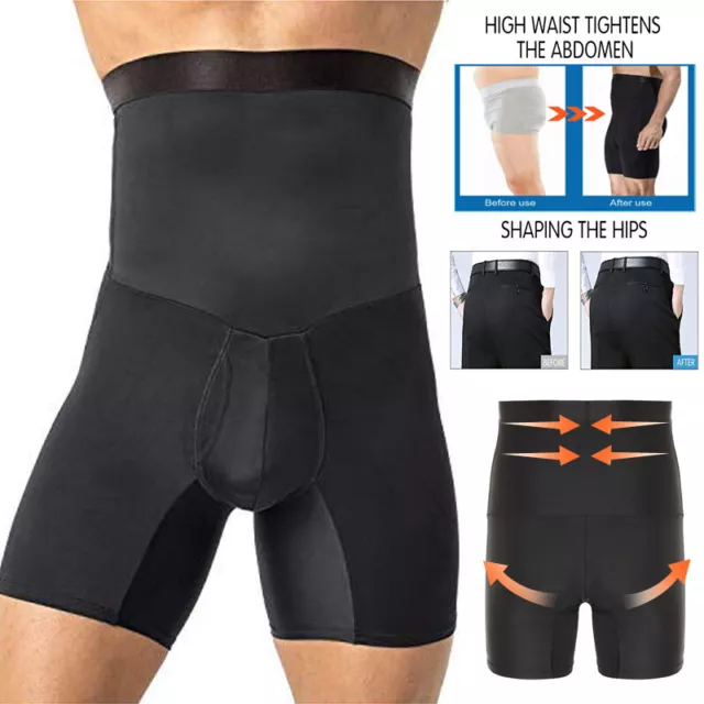 Men Compression High Waist Boxer Shorts Tummy Contour Body Shaper