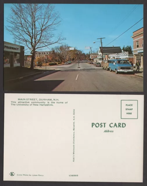 Old New Hampshire Postcard - Durham - Main Street Scene