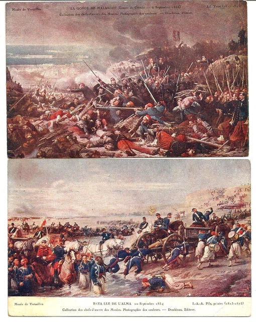 2 Crimean War Unposted CPAs.Malakoff 1855 and Alma 1854.