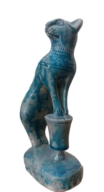 Bastet Cat Statue Rare Ancient Egyptian Antique Blue