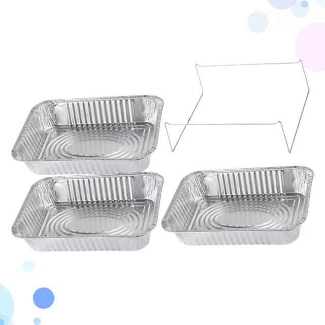 4 Pcs Outdoor Grill Aluminum Foil Drip Pans Rectangle Tray Container