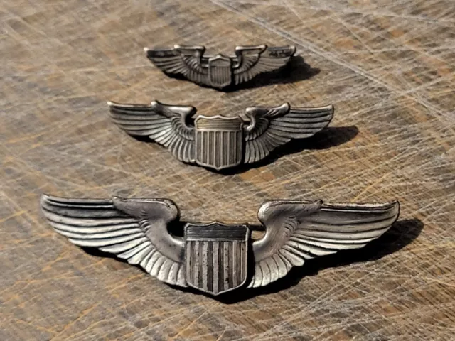 WW2 US MILITARY Pilot Wings Set (Jacket/Shirt/Collar) - Silver - MFG ...
