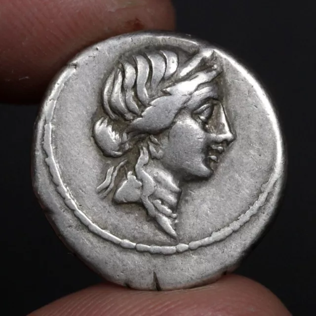 Julius Caesar Denarius Ancient Roman Republic Silver Coin Aeneas 48BC Very Fine