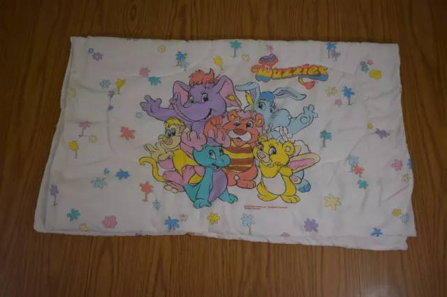 Wuzzles Comforter Blanket Quilt Hasbro Vintage 32” x 40” Moosel Butterbear 1980s
