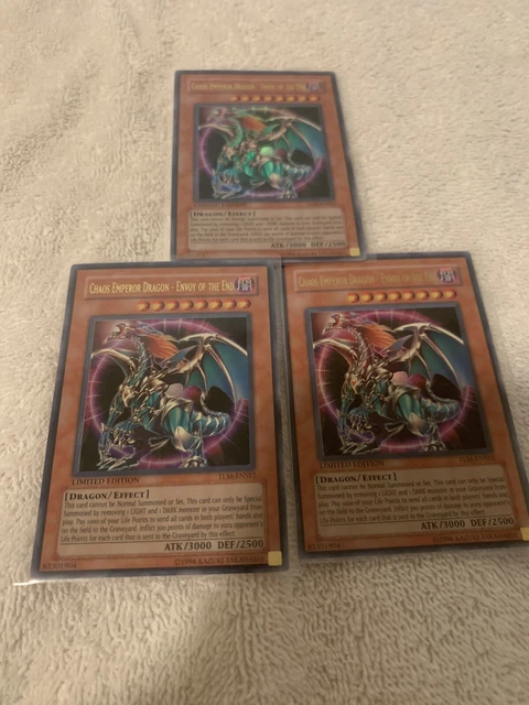 3x Yugioh Chaos Emporer Dragon Envoy Limited Edition Ultra Rare TLM-ENSE2