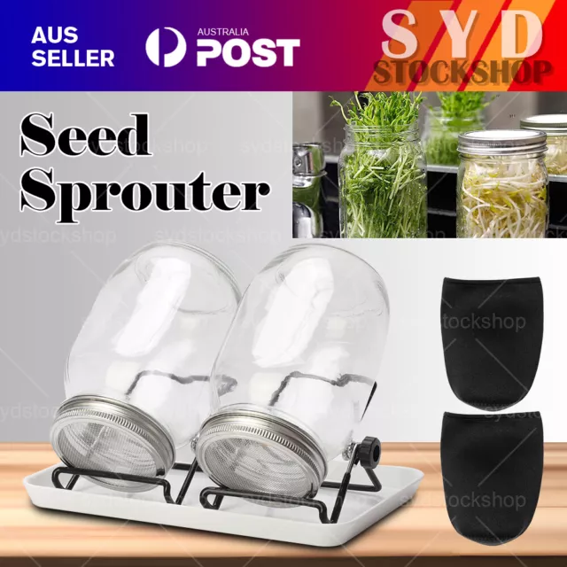 2Set Seed Sprouter Germination Cover Kit Sprouting Mason Jars with Stands & Lids