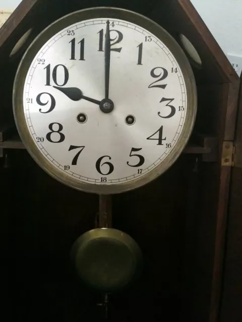 Antique Divina key Wind Wall Clock Germany Pendulum Needs Work