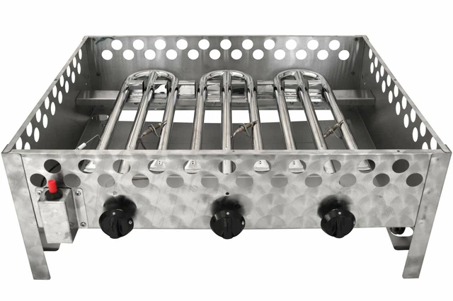 KYNAST Edelstahl Gastrobräter 3 flammig 12 kW Gasbräter Tisch Bräter Grillpfanne 4