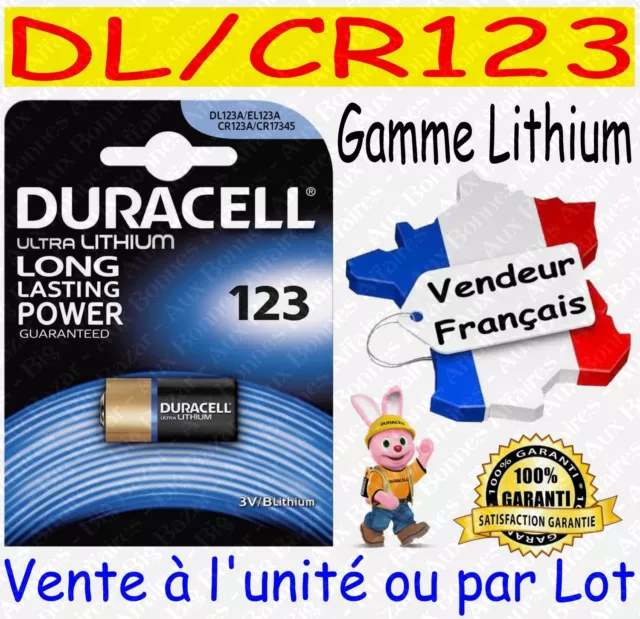 Piles DURACELL TYPE CR123 DL123 - Vente aussi CR2032 CR2025 CR2016 CR2430 CR2450