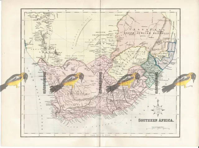 Southern Africa, Map With Fold, Book Illustration (Print), 1899