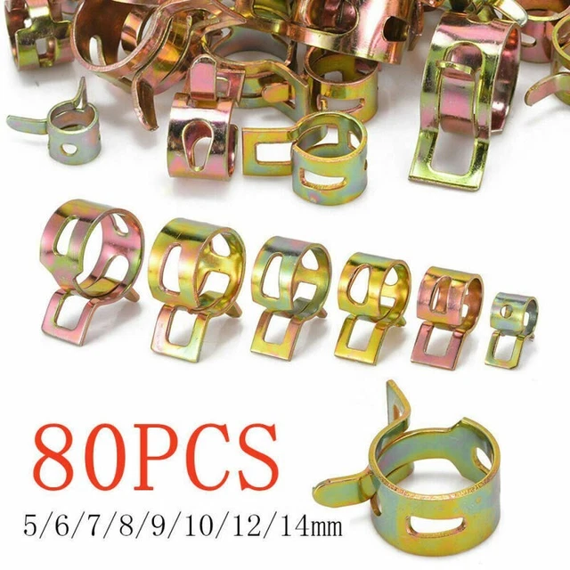 80PCS Clip a Molla Carburante Tubo Morsetti 5-14mm Assortimento Linea Acqua Aria