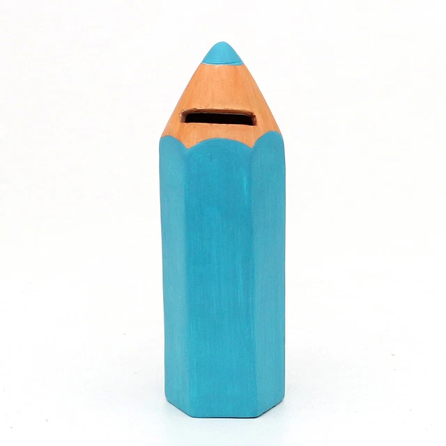 Spardose Sparfigur zum Geld sparen Sparstift blau 6x5,5x17cm 20 0222C