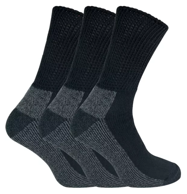 IOMI - 3 Paires Homme Coton Travail Chaussettes Diabetiques Sans Elastique