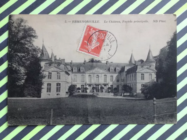 cpa ERMENONVILLE (Oise) Le CHÂTEAU in 1911 Visitors 1 and 2 Hotel Retraite