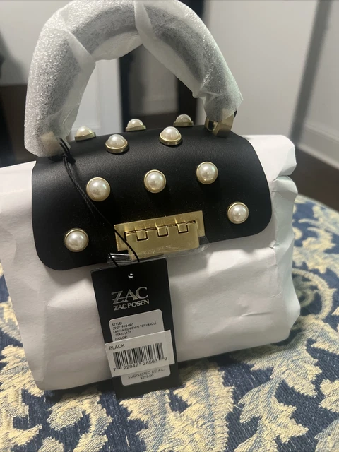 ZAC Zac Posen Eartha Iconic Top-Handle Mini Crossbody Bag Black Gold