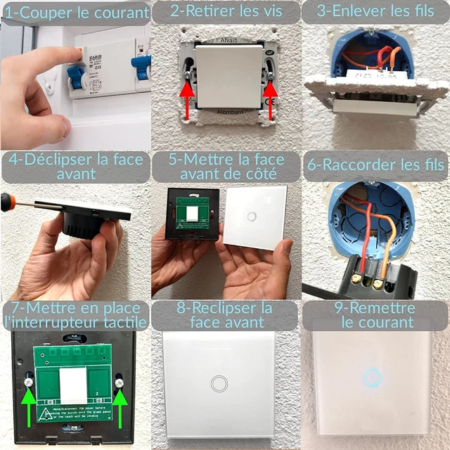 Kit Interrupteur Sans Fil Et Sans Pile - 1 Interrupteur + 1 Douille Radio E27, Auto-alimenté, 2500W