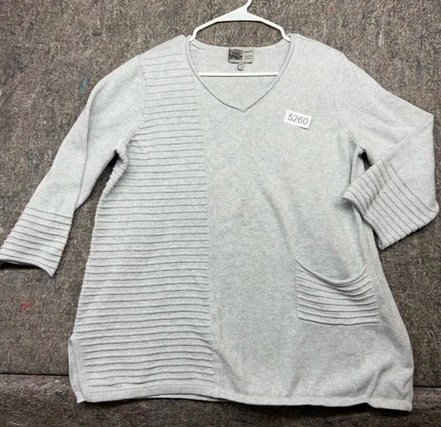 Habitat Womens Top Sweaters Clothes To Live In 3/4 Sleeve Gray L