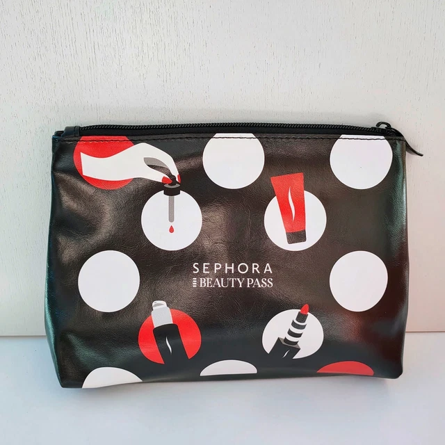 SEPHORA BLACK LARGE Size Makeup Cosmetic Bag, Travel Toiletry Pouch