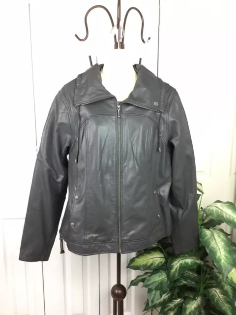 Veste femme en cuir de chèvre véritable Harley-Davidson gris taille XL 2