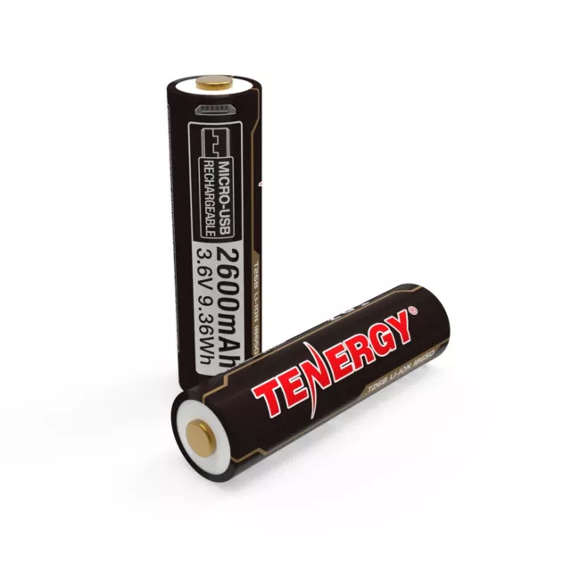 Tenergy T26B 3.6V USB Rechargeable 2600mah Li-ion Battery 2pk