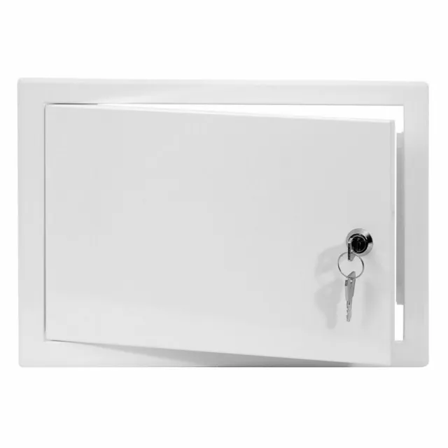 White Metal Access Panel 400mm x 300mm with Lock / Keys Inspection Door Flap