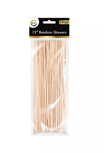 12-inch Bamboo Skewers Sticks 150pcs for BBQ Kebab Fruit BBQ