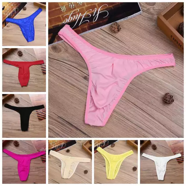 Men's Summer Stretch Low Rise Bikini Briefs Bulge Pouch Panties Thong Underwear