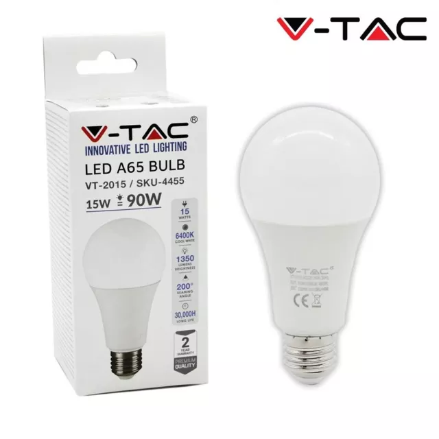 10 LAMPADINE LED V-Tac BULBO E27 da 9W a 17W LAMPADE LUCE CALDA NATURALE FREDDA 3