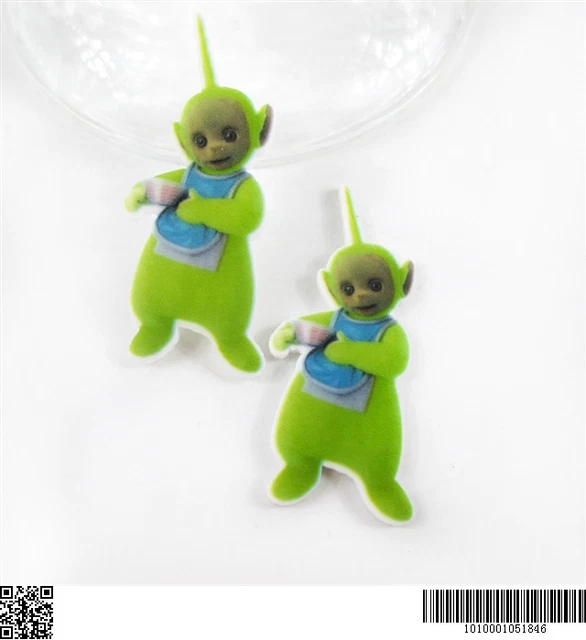 5 X 45MM DIPSY FROM TELETUBBIES LASER CUT FLAT BACK HEADBANDS BOWS CARD