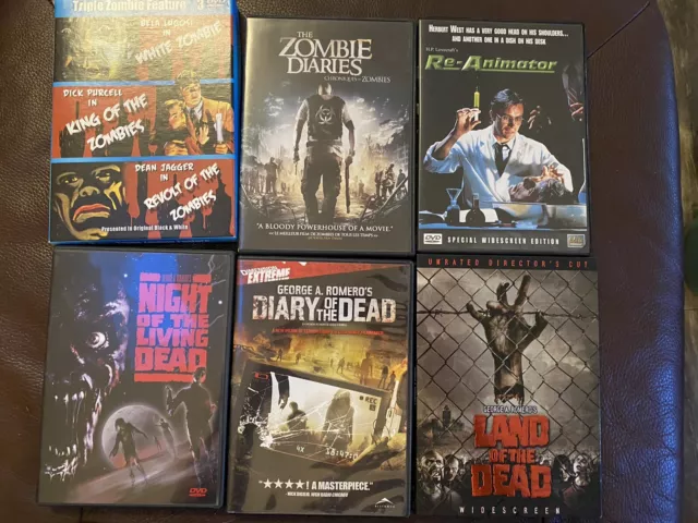 Zombie Horror DVD Lot George Romero Night Land Diary Of The Dead Re-animator