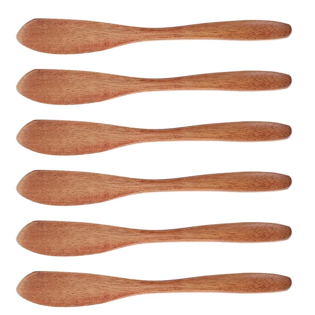 6 piezas Mermelder doméstico Esparcidores de mantequilla de madera Panes de mermelada portátiles