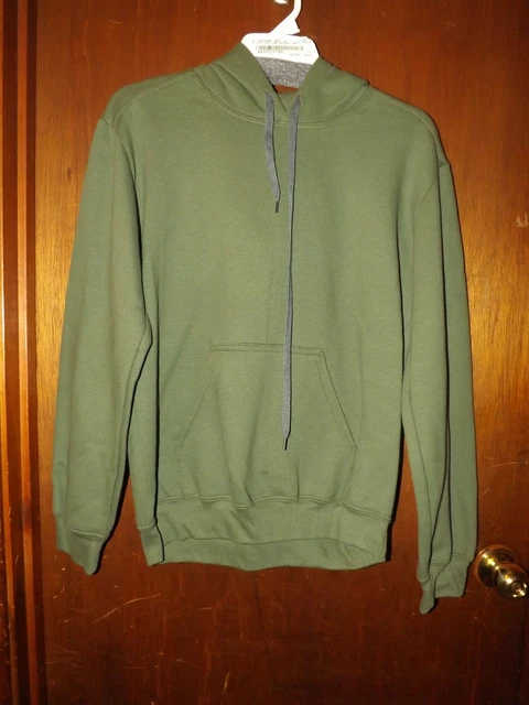 Mens Hoodie Mossy Oak Green Pull Over Sweatshirt - Small