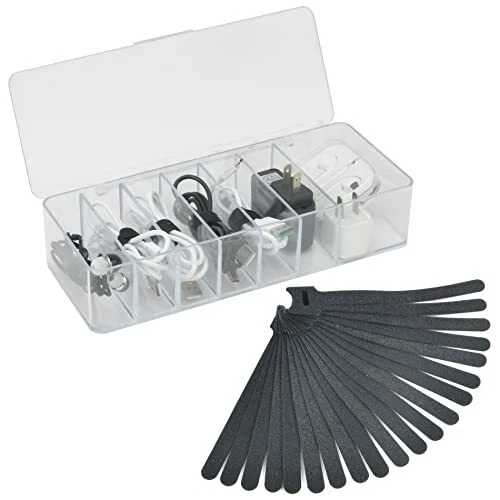 Electronics Organizer 7 Sections Clear Acrylic Cable Storage Bin Box Cord Hol...