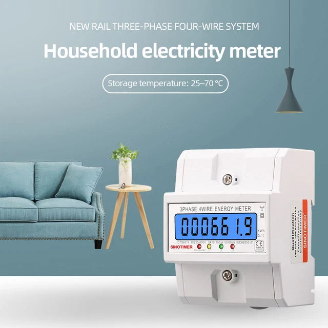 3 PHASE 4 Wires Din Rail Electric Meter 50/60HZ for Indoor Electric ...