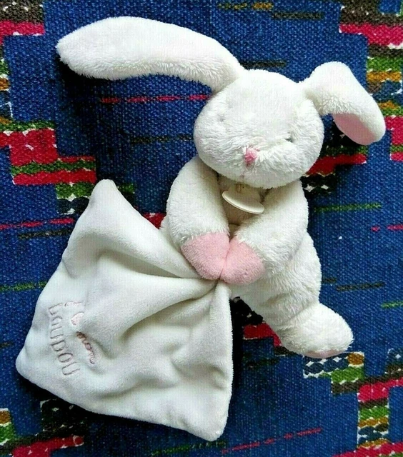 Vp/   Doudou Et Compagnie Mouchoir Lapin Blanc Rose J'aime Mon Doudou Ttbe