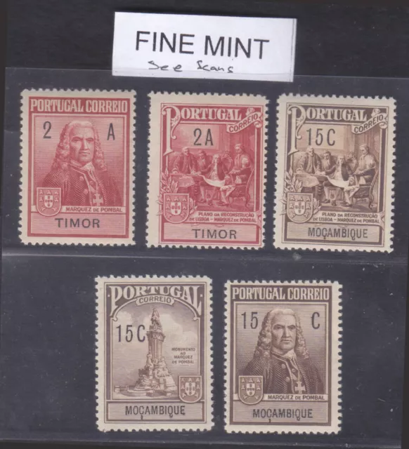 Sephil Portugal Timor Mosambik Pombal Denkmal Set Mit 5 Fein Mint Briefmarken
