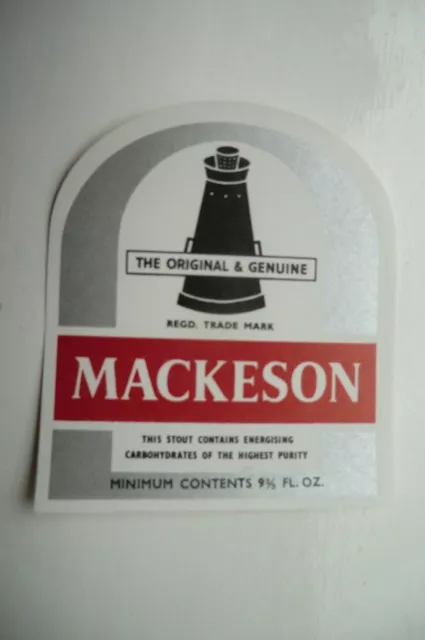 Mint Mackeson  9 2/3 Fl Oz Brewery Beer Bottle Label
