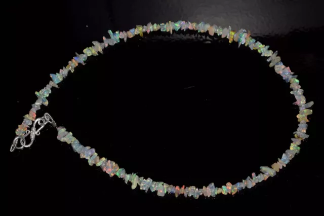 925 Sterling Silber 6 " Strang Halskette 4-6mm Perlen Äthiopische Opal Edelstein 3