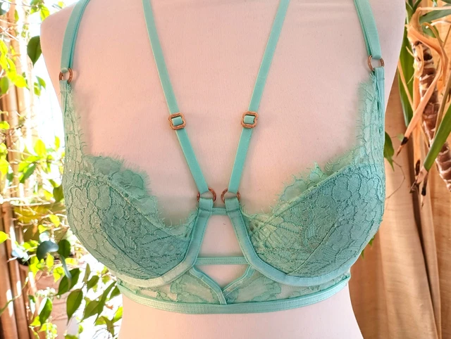 Ens Lingerie Honey Birdette Charlotta - Soutien-gorge 40DD, Slip, Bretelles, String Noir, Neuf Sans étiquettes