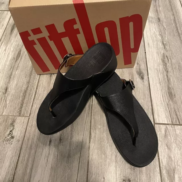 Fitflop Slip On Thong Sandals Skinny Deluxe Black  458-001-050 Womens Sz 7