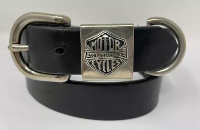 Belt Harley Davidson Women's Size M Fits 28"-32" Black Leather Silver Shield USA