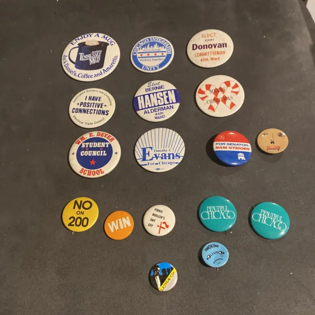 Lot of Vintage Mostly Chicago Area Campaign Button Pinback Pins