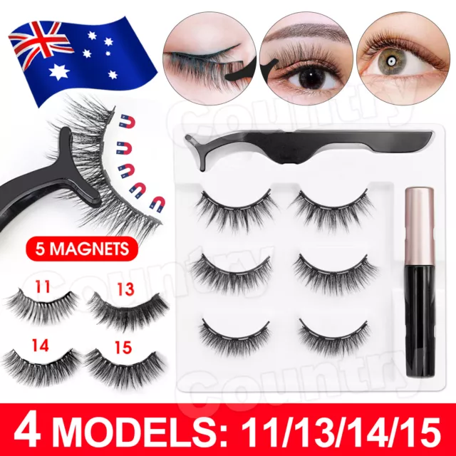 Magnetic False Eyelashes Natural Eye Lashes Extension Liquid Eyeliner Tweezer AU