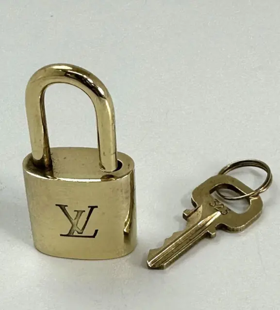 LOUIS VUITTON PadLock Lock & Key Brass Gold Authentic Number random JP Used