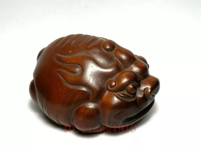 Japanese boxwood hand carved Jin Chan Figure statue netsuke old collectable gift