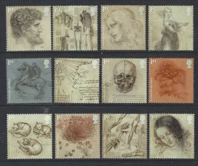 Großbritannien 2019 Leonardo Da Vinci Set Mit 12 Einzeln Postfrisch, MNH