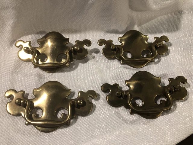 4 Vintage Colonial Brass Cabinet Drawer Pull Handle 5 1/2”